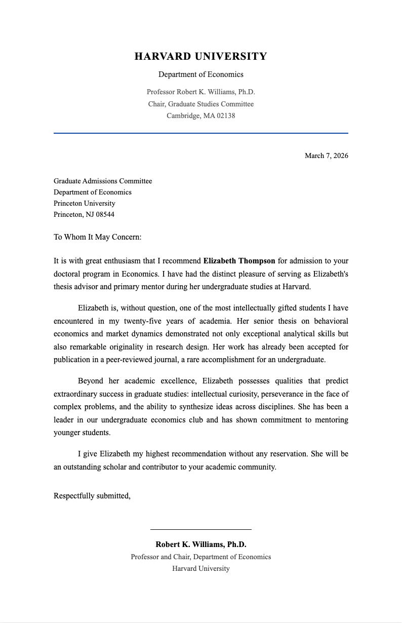 Academic formal recommendation